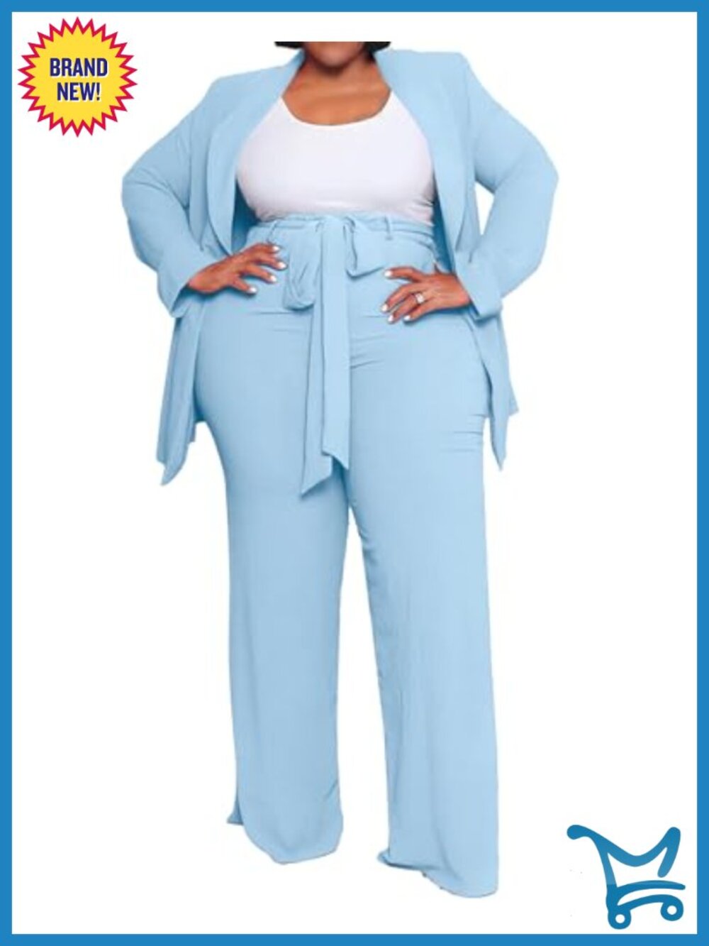 Plus Size Blazer and Pant Set Business Casual Two Piece Suit Long Sleeve